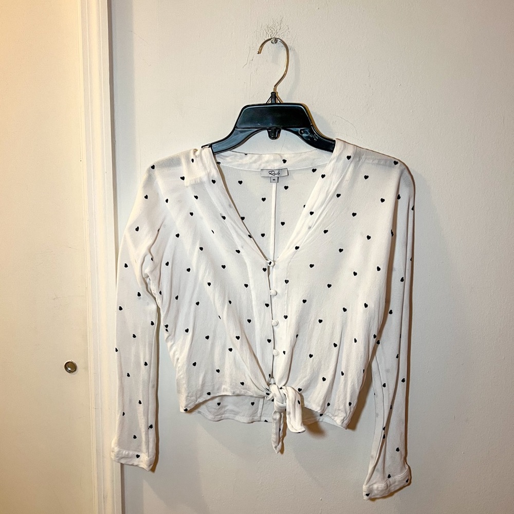 Rails Sloane Button Down, Heart Print, Ties At Wa… - image 1